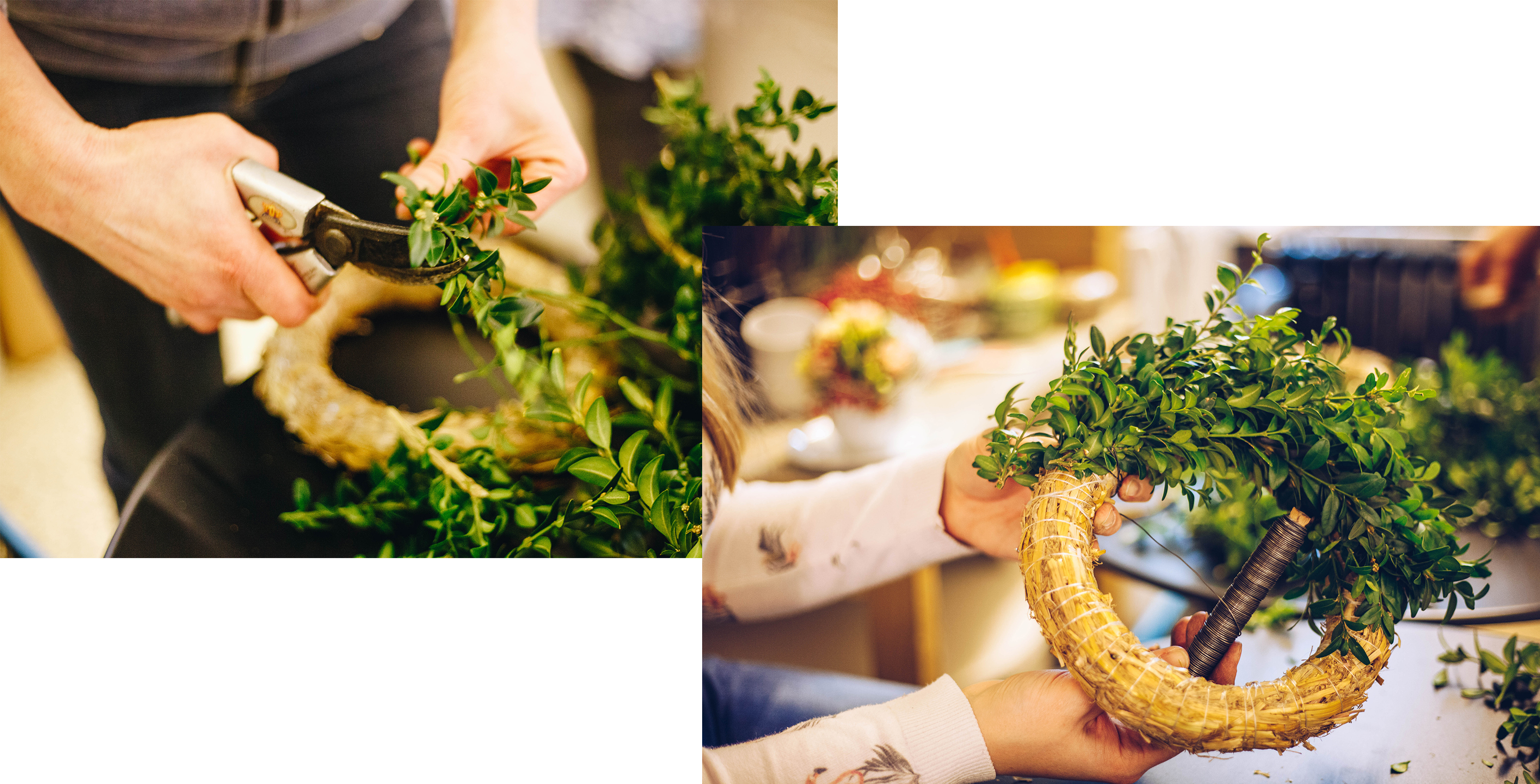 Bei einem Floristik-Workshop im Laden Raumzutat in Kiel zeigt dir Floristin Oleksandra wie du kleine, florale Kunstwerke selbst gestalten kannst.