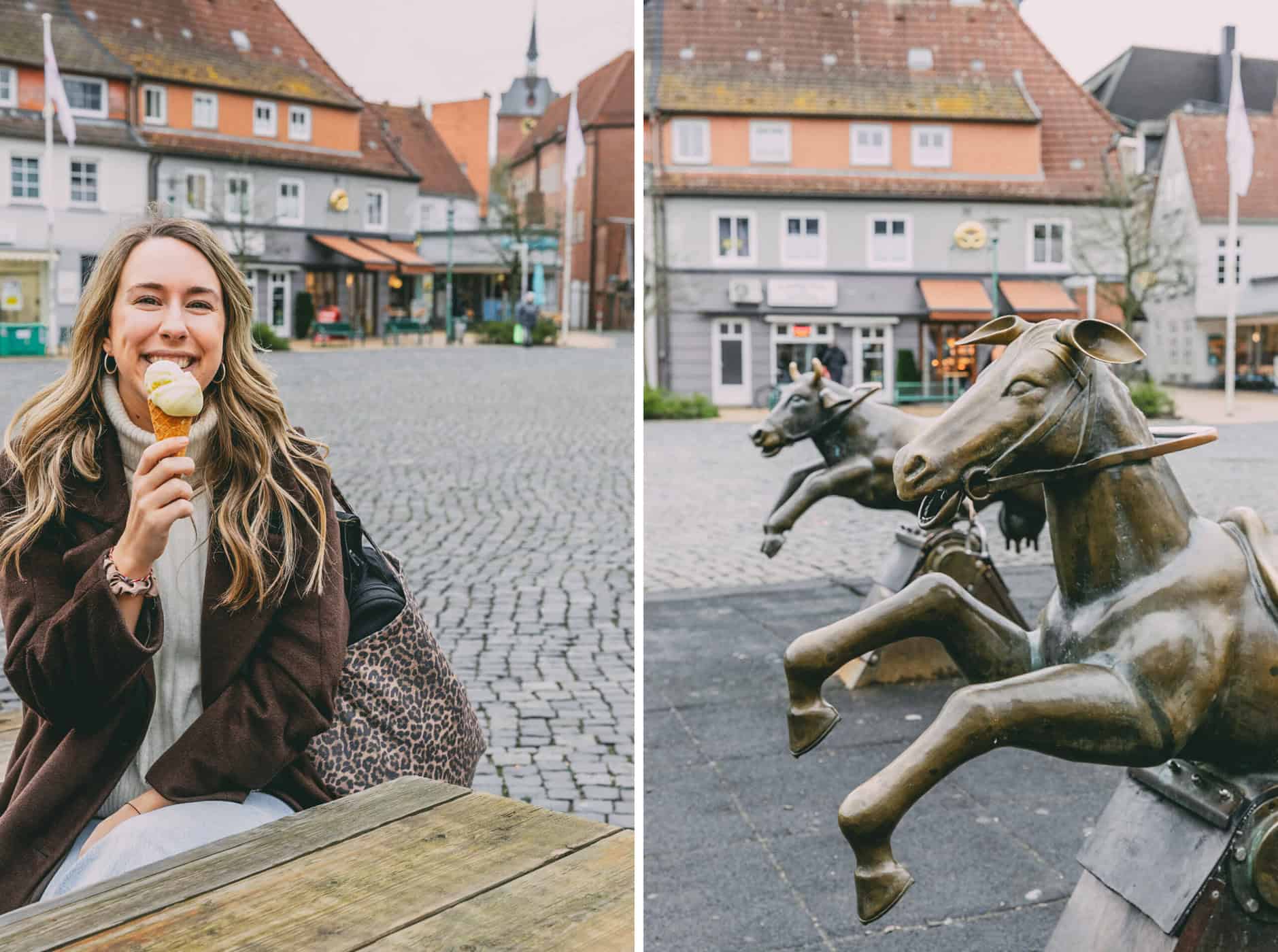 Finja T. mit einer Eiswaffel auf dem Rendsburger Schiffbrückenplatz