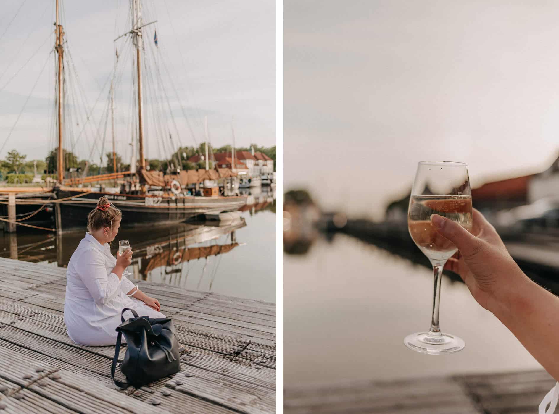 Weintrinken am Hafen von Glückstadt