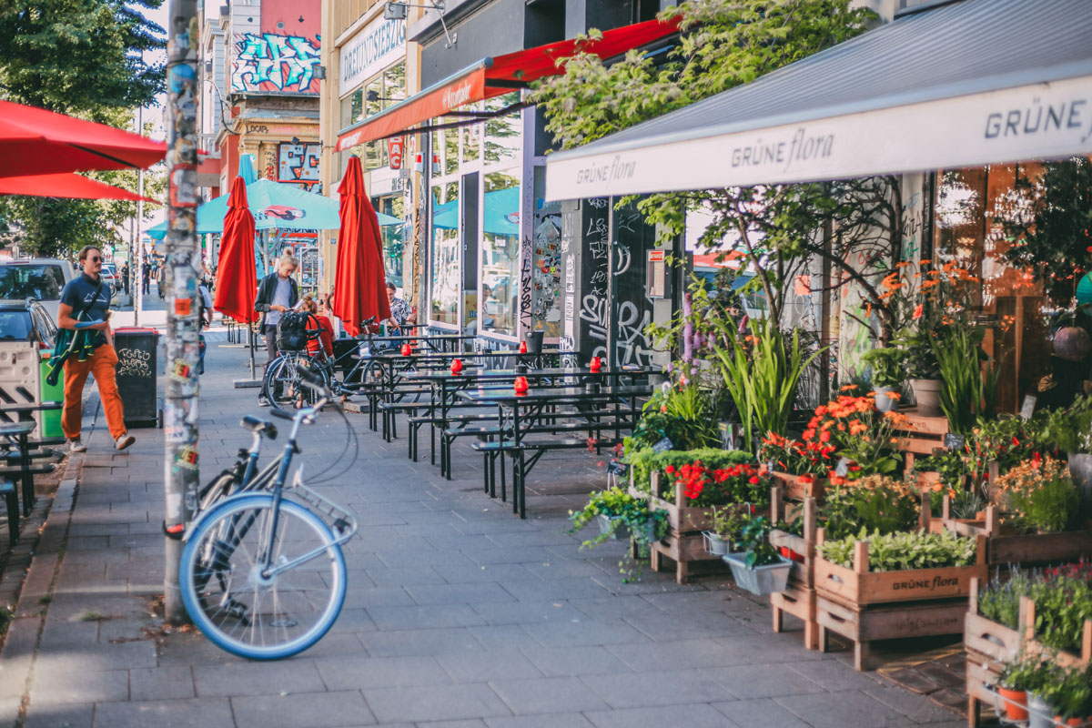 Ein Blumengeschäft auf dem Hamburger Schanzenviertel