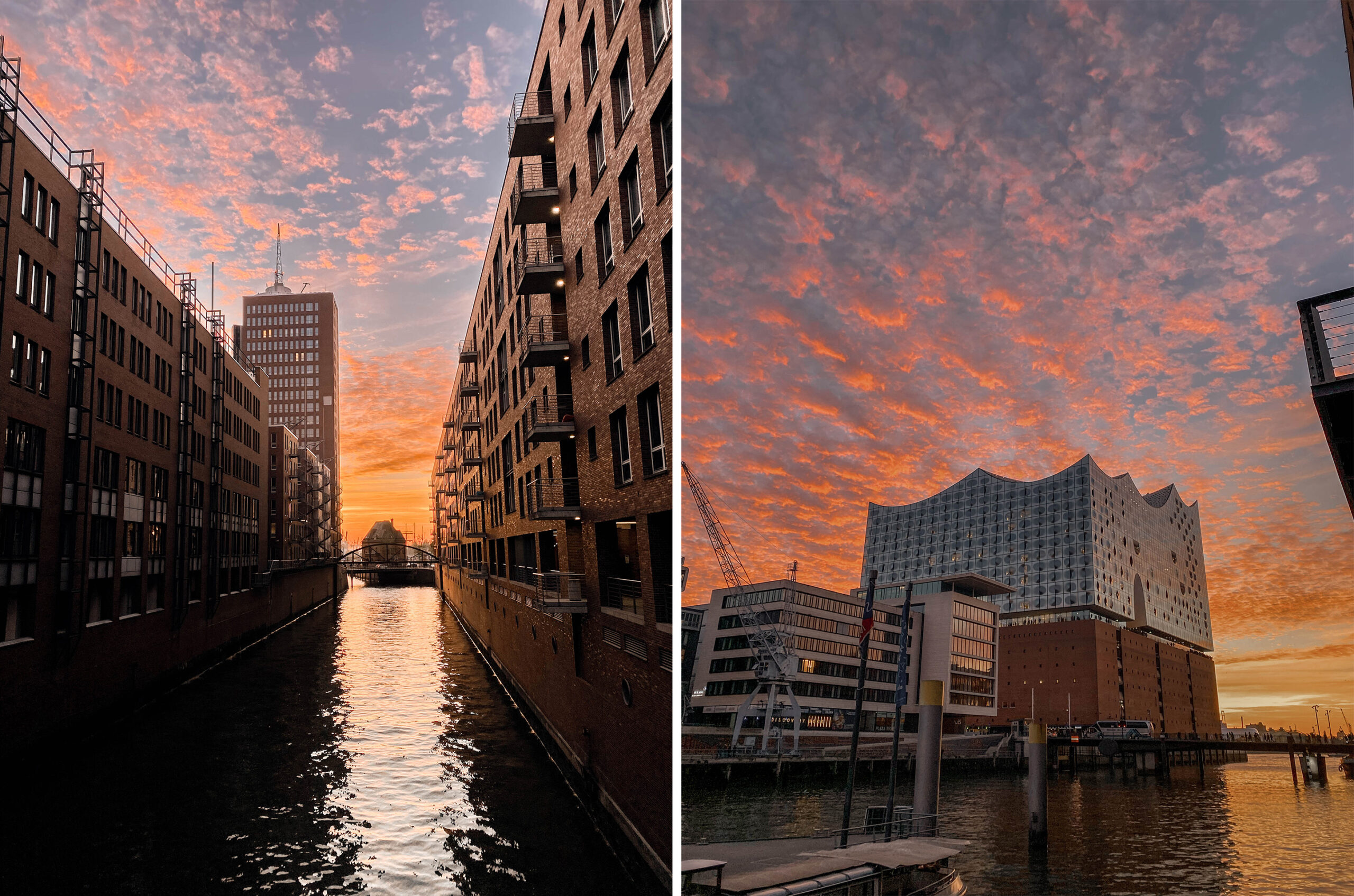 Traumhafte Aussichten: Die Hamburger Hafencity im Sonnenuntergang